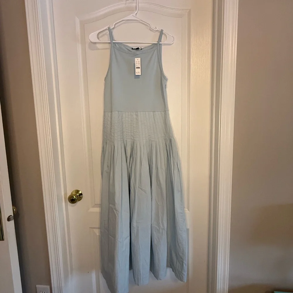 J. Crew light blue pin tuck mix dress